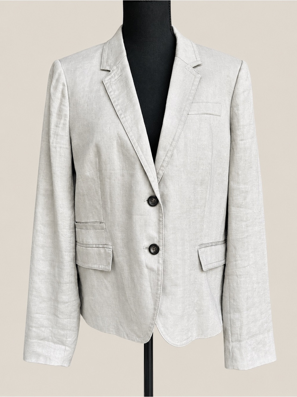 J.Crew Linen Blazer Size 14 Light Gray Two Button Jacket